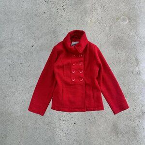 y2k red pea coat
